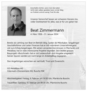 Traueranzeige Beat Zimmermann_OZ-Metallbau AG_1
